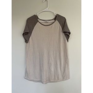 Barefoot Dreams size large cozychic ultralite taupe and cream lounge top